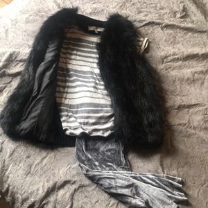 Black Fur Vest by Sebby Collection